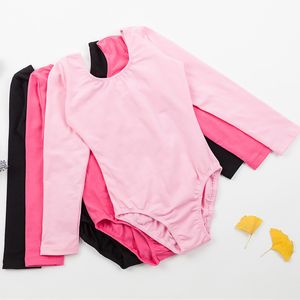 Justaucorps de Ballet professionnel pour filles, manches longues, joli vêtement de danse, justaucorps de gymnastique en coton pour enfants en bas âge, avec entrejambe à pression, 3221