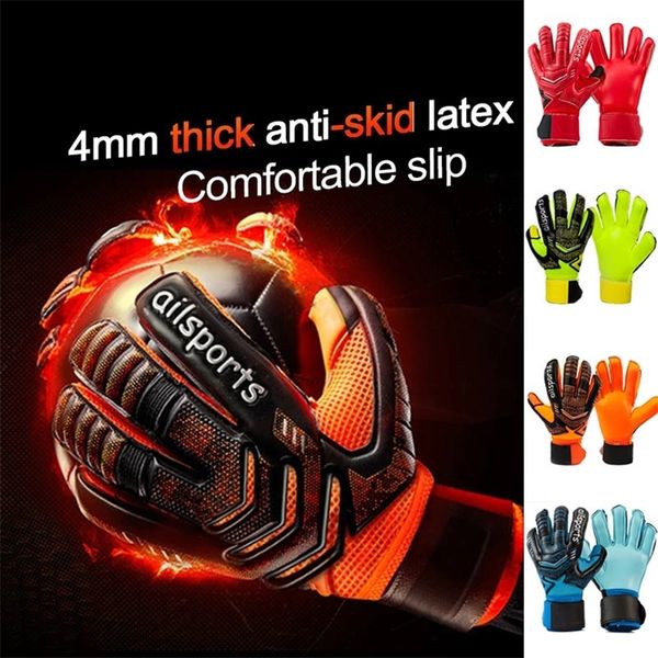 Gants de gardien de but professionnels, protection des doigts en latex épais, antidérapants, pour enfants et adultes, gants de gardien de but de football, sécurité sportive 220708