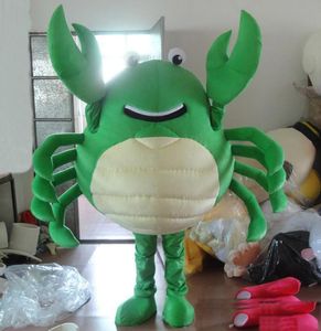 Costume de mascotte de crabe vert professionnel, robe de fête fantaisie d'halloween de noël, costume de personnage de dessin animé d'animal, tenue de carnaval unisexe pour adultes