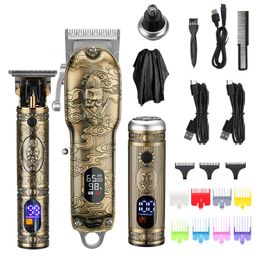 Clippers de cheveux professionnels Définir des coupeurs électriques de machine à coupe de coiffure pour hommes de toilettage kit sans fil coupe-cordon Clipper 240408