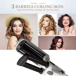 Professionele haar krullen ijzer keramische drievoudige vat krulterkruler ijzers golf waver styling gereedschap styler toverstaf 240410