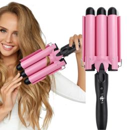 Cheveux professionnels curling fer céramique triple baril ferrcurler irons vague waver ou outils de style wand pour femme 240423