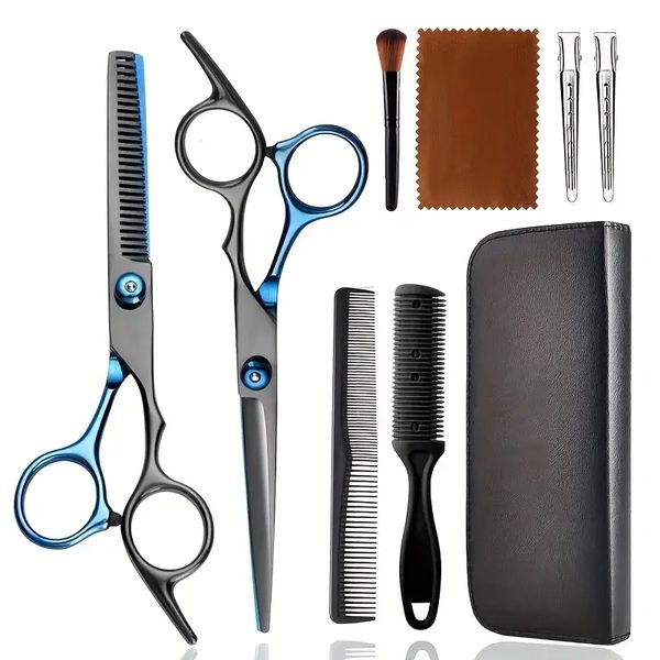 Kit de tijeras de corte de pelo profesional, juego de tijeras de peluquero con tijeras de pelo, tijeras de adelgazamiento, tijeras de corte de pelo de salón, tijeras de corte de pelo para hombres, mujeres, mascotas