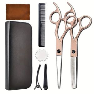 Ensemble de ciseaux de coupe de cheveux professionnels, kit de cisailles amincissantes/texturantes pour coupe de cheveux, ciseaux de barbier à bord de rasoir pour hommes femmes