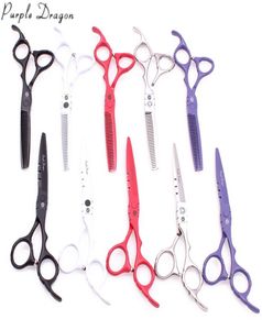 Professionele haarschaar 55quot 440C Purple Dragon Hair Cutting Scissors Dunning Shears Barber Hairdressing Scissors Salon S6254637