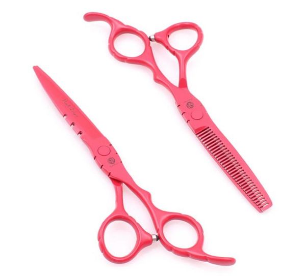 Tijeras profesionales para cabello Z1010 55 pulgadas 440C tijeras para rebajar corte de pelo rojo tijeras de peluquería Drop Stylis1927769