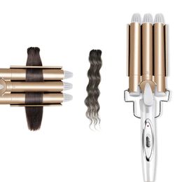 Herramientas profesionales para el cabello rizado Cerámico de hierro Triple barril de barril Waver Styling Curlers Electric 240425
