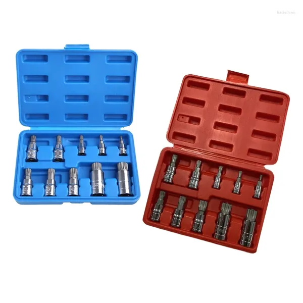 Ensembles d'outils à main professionnels 10 pièces XZN 12 points Triple carré Spline Bit Socket Set inviolable avec pour boîtier automobile haute dureté