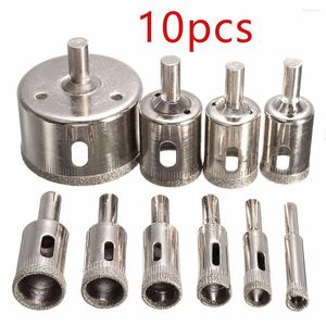 Professionele handgereedschap Sets 10 stks diamant gecoate boorbit set 6-30 mm gat zaag 100 grits tegel glazen marmeren keramiek voor elektrisch gereedschap q