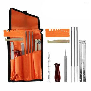 Ensembles d'outils à main professionnels 10 pièces Kit d'accessoires universels de tronçonneuse Durable fichier d'affûtage chaîne de classement fichiers d'affûtage