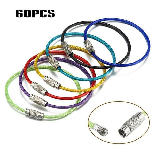 Juegos de herramientas manuales profesionales, 20/40/60 Uds., candado de alambre de acero de Color creativo, llavero de Cable de Metal envuelto en Pvc, bucle de etiqueta Flexible 1,5 150mm 66cy