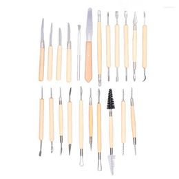 Professionele handgereedschap Sets 22 -st. Samenvatten Pottery Clay Dubbel beëindigde houten handgreep keramische snijset kit DIY