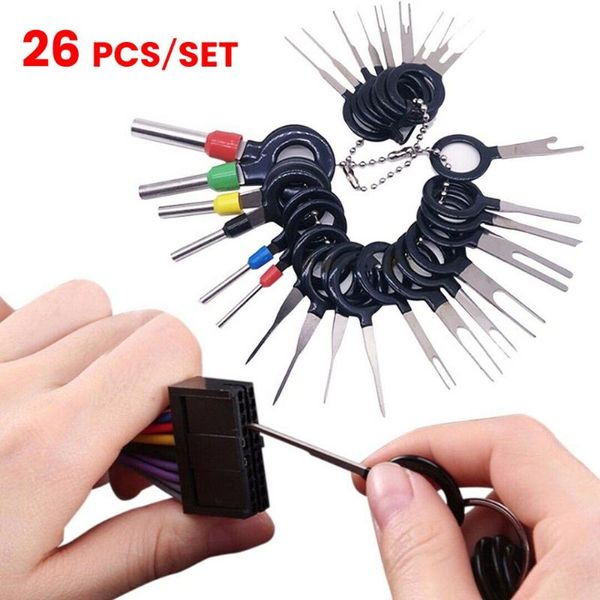 Juegos de herramientas de mano profesionales, 26 uds, extractor de conector de enchufe de cable de extracción de terminal de coche, Kit de extractor de pasador de crimpado de cableado eléctrico ToolsProfessiona