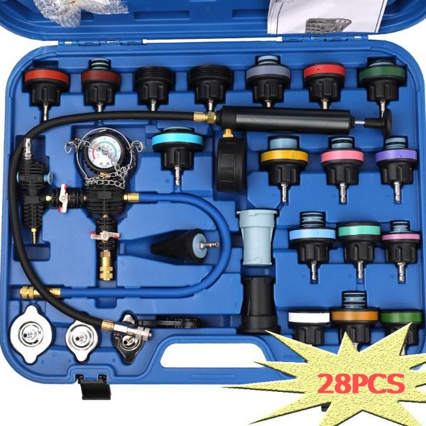 Ensembles d'outils à main professionnels 28pcs Kit de réparation de voiture Testeur de pression de radiateur universel Type de vide Système de refroidissement Test Détecteur Outils Kits