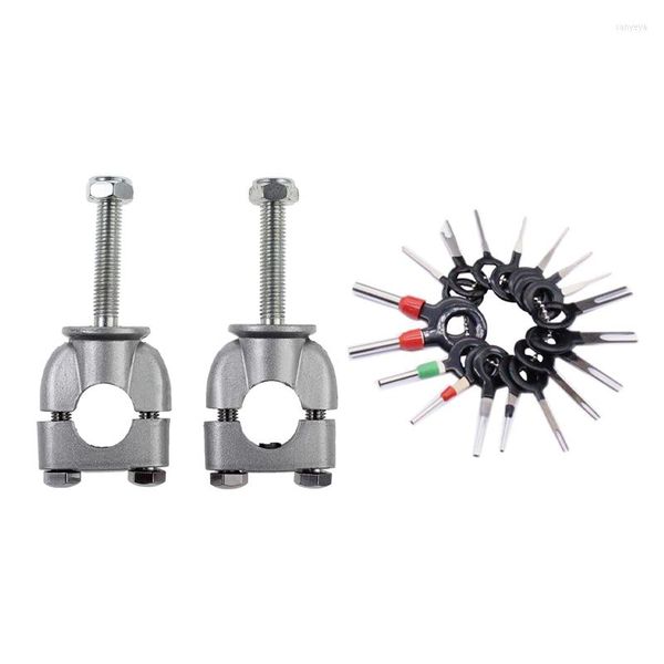 Ensembles d'outils à main professionnels 2pcs 22mm moto moto poignée de moto risers pince de montage argent avec 18pcs retrait de borne de fil