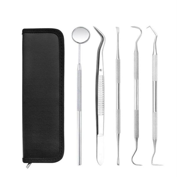 Ensembles d'outils à main professionnels 4 5 PCS Outils pour Kit de grattoir à dents Dentifrices en acier inoxydable Dentiste Recherche Miroir Instruments265i