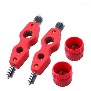 Ensembles d'outils à main professionnels 4 en 1, brosse métallique de couleur rouge, ébavurage de tuyaux en aluminium, nettoyage de pièces de plomberie, ébavurage de tubes en cuivre