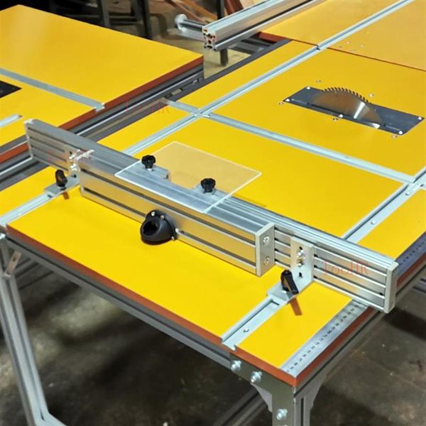 Ensembles d'outils à main professionnels Clôture de table de toupie de 820 mm Aluminium W Connexion du port de poussière T-tracks Supports coulissants Jauge d'onglet Connec279q