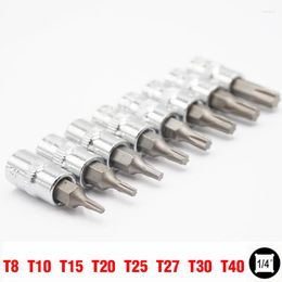 Ensembles d'outils à main professionnels 8 pièces Torx Bit Sockets Set 1/4" Driver Star T8 T10 T15 T20 T25 T27 T30 T40 Embouts de tournevis Impact de vis