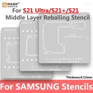 Professionele handgereedschapsets Amaoe middenlaag reballing stencilsjabloon voor Samsung S21 Ultra SM-G998 G998U G991 G991U G996 G996U soldeer
