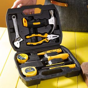 Professionele handgereedschapsets Box 8-delige onderhoudskit Hammer Open Eind Wrench Tangen schroevendraaier Kunstmes MEETEN POTENT TAPE