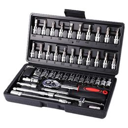 Professionele Hand Tool Sets Auto Reparatie Ratel Steeksleutel Socket Schroevendraaier Bits Set Fiets Kits Mechanische Tools222l