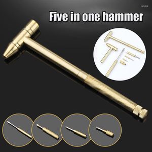 Professionele handgereedschap Sets koperen hamer 5 in 1 multifunctionele ingebouwde kleine schroevendraaier indoor buiten mini-kitvoorraad