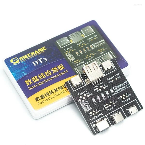 Ensembles d'outils à main professionnels Mécanicien DT3 Testeur de câble USB Test de données Carte PCB pour iPhone Android Type-C Date d'éclairage Détection marche-arrêt