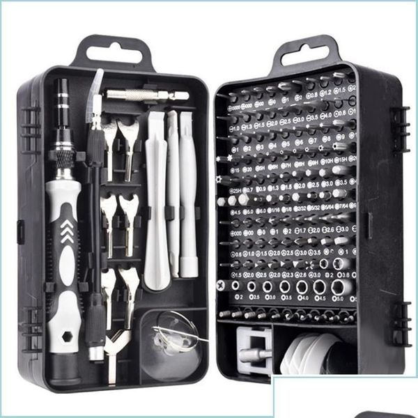 Ensembles d'outils à main professionnels Mini étui pour réparation 135 en 1 Tournevis Jeu de tournevis Bit Précision Outils de téléphone portable Kit Torx Dhqzj