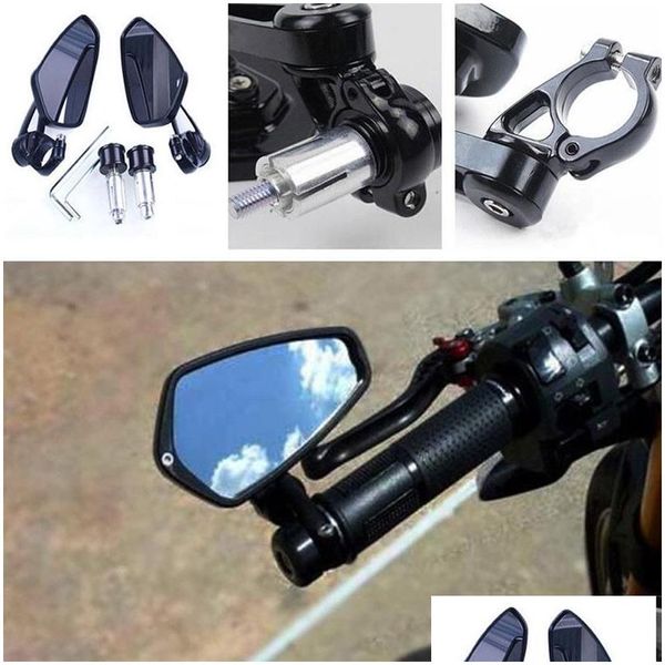 Conjuntos de herramientas de mano profesional Motocicleta Trasero Negro Aluminio Vista Manillar Barra Extremo Espejos retrovisores Moto Manillar Espejo Drop Deli DHXDF