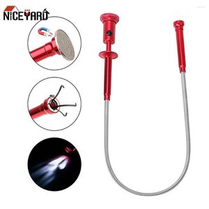 Ensembles d'outils à main professionnels NICEYARD Magnétique Flexible Pick Up Nettoyage des égouts Outils de ramassage Long Ressort Grip Aimant 4 Griffe LED Lumière