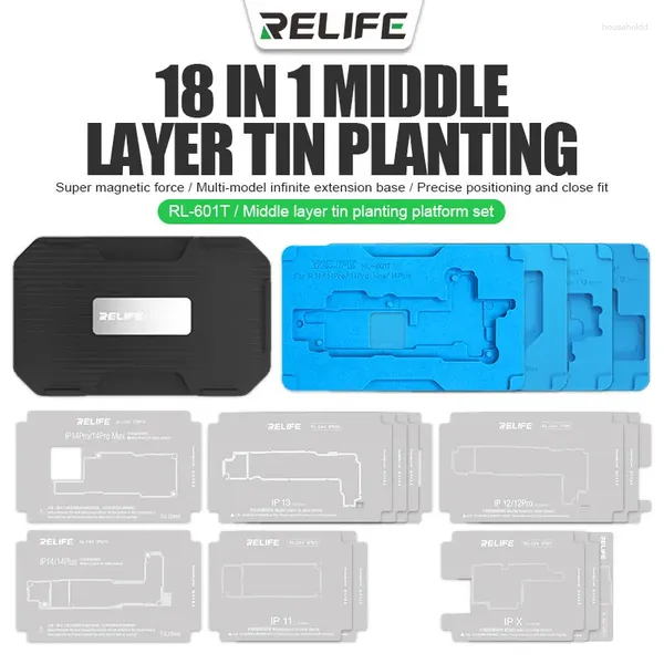 Conjuntos de herramientas de mano profesionales RELIFE RL-601T 18 en 1 IPhone X-14 Pro Max Placa base Placa de capa media Planta Plataforma de estaño 3D BGA Reballing