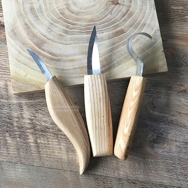 Conjuntos de herramientas de mano profesionales, cuchillo para blanquear, gancho para tallar madera, afilador de detalles para cuchara, tazón, taza, herramientas de carpintería