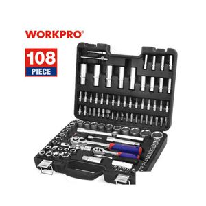 Ensembles d'outils à main professionnels Workpro 108 Pcs Set pour outils de réparation de voiture Mécanicien Douilles de placage mat Clés à cliquet Clé H220510 Dhmag