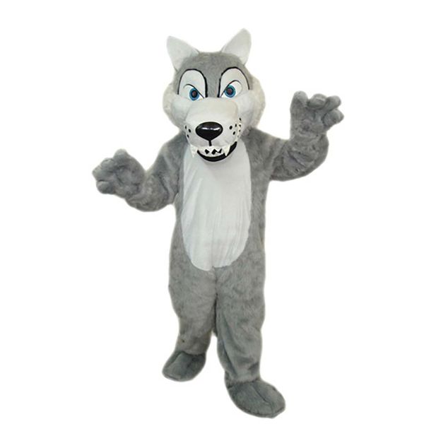 Costumes de mascotte de loup gris de haute qualité professionnels, robe de soirée fantaisie de noël, tenue de personnage de dessin animé, taille adulte, carnaval, publicité de pâques