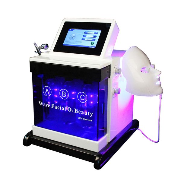 Professionnel Hydra Dermabrasion 6 en 1 diamant sous vide ultrasons microdermabrasion pulvérisation d'oxygène bulle spa rajeunissement de la peau PDT LED bio serrage