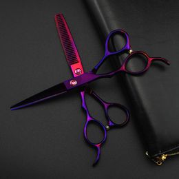 professionnel japon 440c violet gaucher 6 « » ciseaux de coupe de cheveux coiffeur makas ciseaux de coiffure ciseaux amincissement coupe CY200521