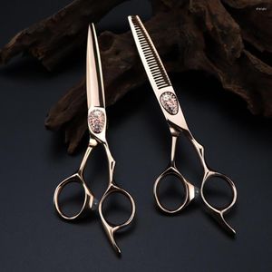 Professionele JP 440C Steel 6 '' Scissor Rose Gold Cut Hair Scissors Haircut Dunning Baper Cutting Shears Kappressing