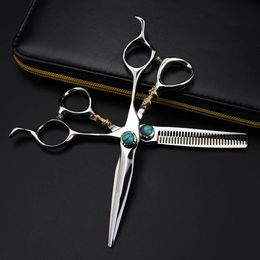 Professionnel JP440c acier 6 '' vert gemme cheveux ciseaux coupe barbier outils tigre coupe de cheveux amincissement ciseaux coiffeur 231225