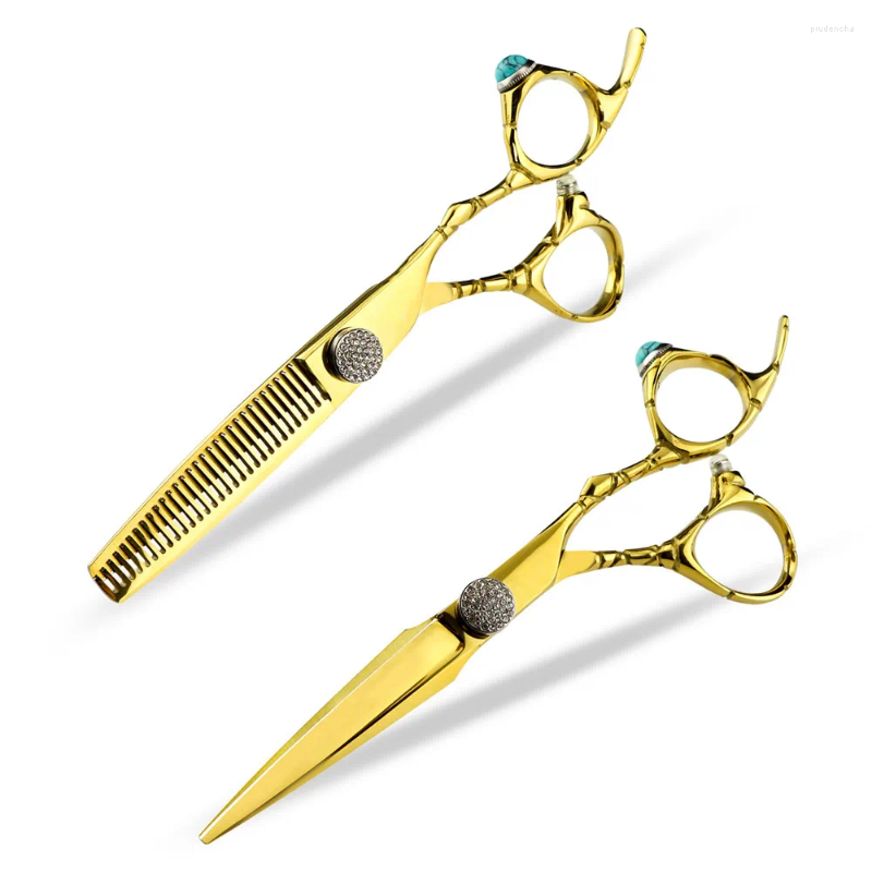 Professional JP440c Steel 6 '' Opal Ring Gold Hair Scissors Haircut Thinning Barber Makas Cutting Shears Hairdresser