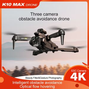 Drone professionnel K10 Max 4K HD, trois caméras, évitement d'obstacles à quatre voies, positionnement du flux optique, quadricoptère pliable FPV K10Max