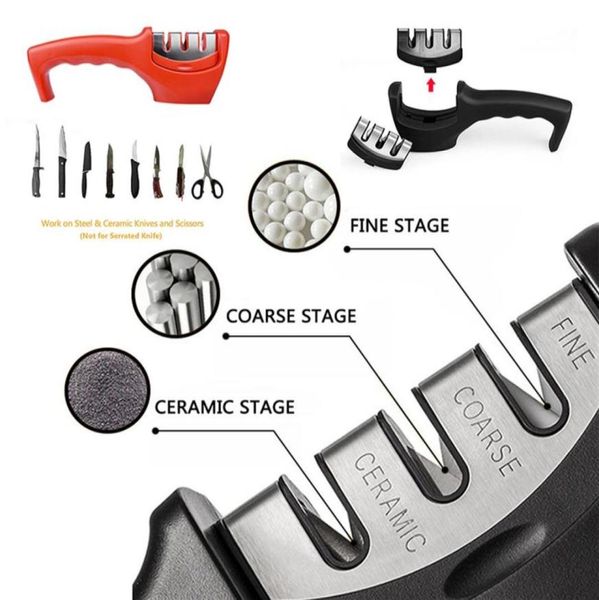 Afilador de cuchillos profesional, cuchillo de cerámica de acero inoxidable, piedra para afilar, afilador de diamante de acero de tungsteno, herramientas de cocina 227U3024100