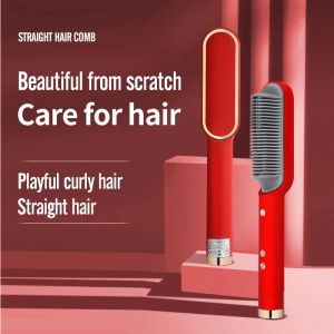 Brosse à lisser les cheveux de niveau professionnel, peigne chauffant, peigne Anti-fer, outil de lissage et de bouclage des cheveux