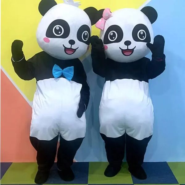 Costumes professionnels de mascotte d'ami Panda, en peluche, dessin animé Panda, déguisement de marche pour adultes, accessoires de spectacle de carnaval