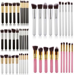 Pinceau de maquillage professionnel 10 pièces/ensemble doux SGM Kabuki brosse femme trousse de maquillage de toilette Kit de brosse cosmétique Nylon cheveux manche en bois fard à paupières meilleure qualité