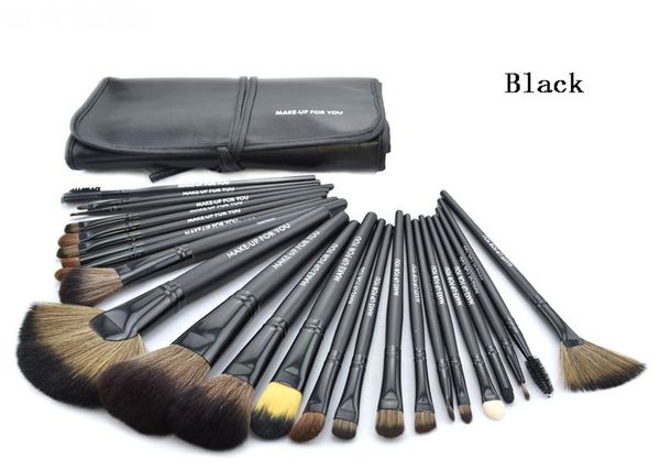 Ensemble de pinceaux de maquillage professionnels 24 pièces pinceaux de maquillage cosmétiques complets portables outil fond de teint fard à paupières pinceau à lèvres avec sac rose bois noir