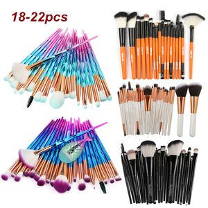 Juego de brochas de maquillaje profesional, 18, 22 Uds., base en polvo, sombra de ojos, diamante, pez pequeño, sirena, Kit de brochas de maquillaje para ojos, herramienta