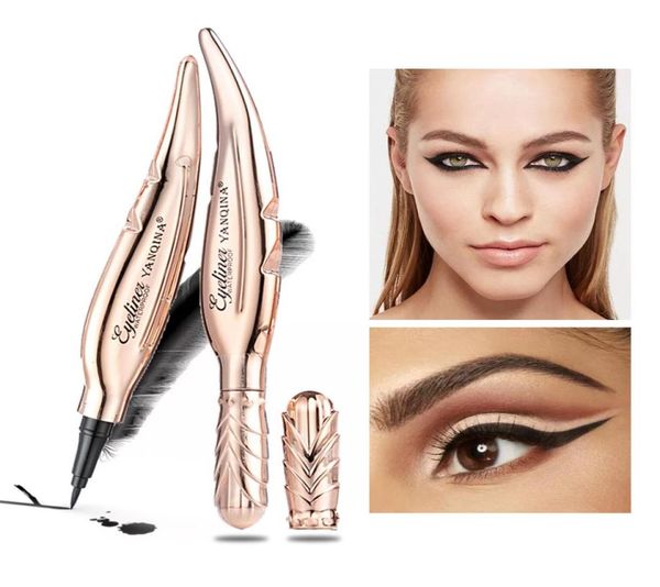 Maquillage professionnel Eye Liner Crayon Plume Forme Noir Liquide Eyeliner Longue Durée Eyeliners Stylo Femmes Yeux Maquillage Cosmétiques T4750629