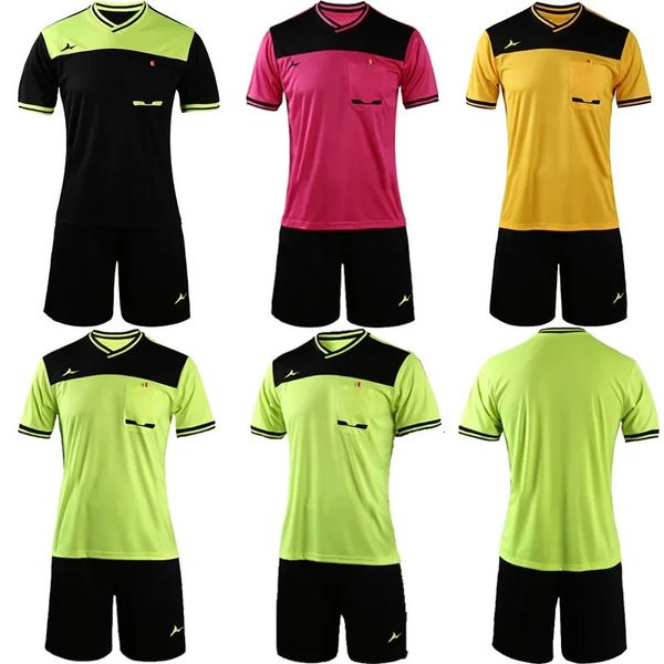 Uniforme d'arbitre professionnel pour hommes, maillot de football en polyester, short de poche, ensemble de maillots de football d'arbitre de qualité thaïlandaise 240323