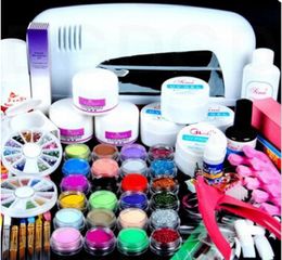 Juego de manicura profesional, Kit de suministros para salón de manicura acrílica, herramienta con lámpara UV, esmalte de uñas de Gel UV, juego completo de maquillaje DIY